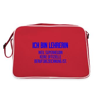 Lehrerin - Mein offizieller Superhelden-Beruf! - Retro Tasche - Rot/Weiß - Hinten