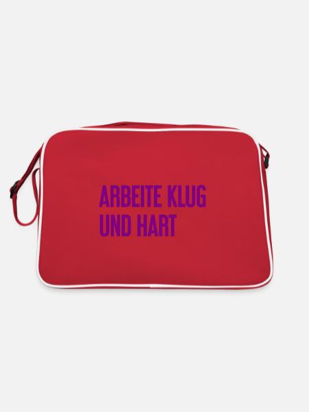 Arbeite Klug Und Hart – Erfolgs-Motto für Macher - Retro Tasche - Rot/Weiß - Hinten