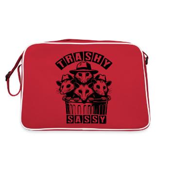 3 cool possums trash trio in the trash can - Retro Bag - red/white - Back