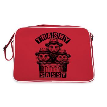 3 cool possums trash trio in the trash can - Retro Bag - red/white - Back