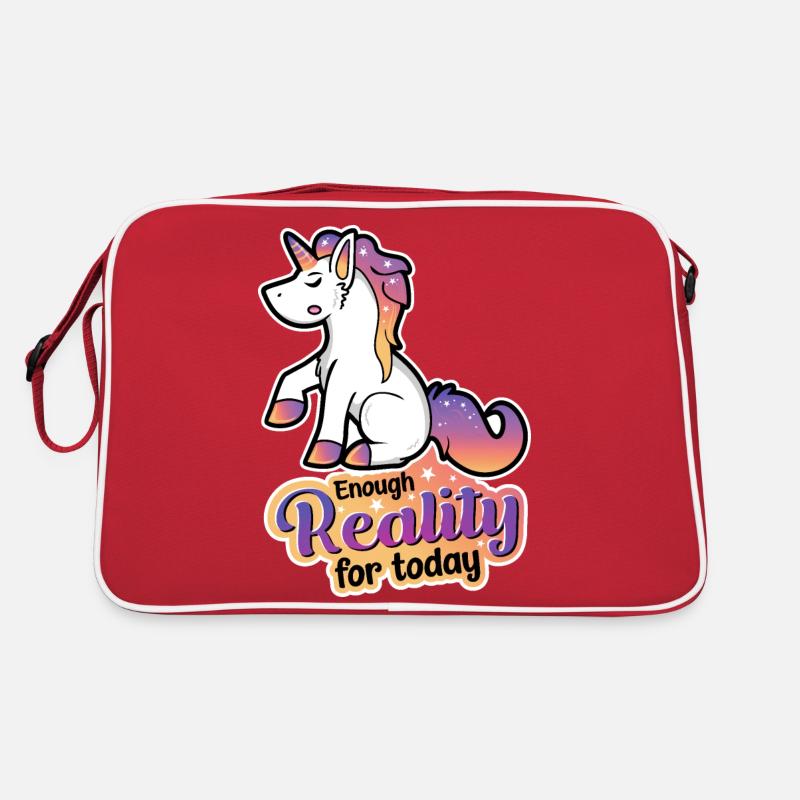 Enough Reality for today -Einhorn - Retro Tasche - Rot/Weiß