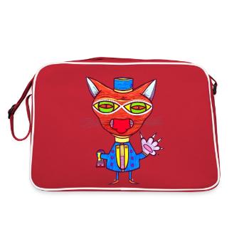 Katzen Page - Retro Tasche - Rot/Weiß - Hinten