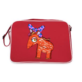 Tapir Mädchen - Retro Tasche - Rot/Weiß - Hinten