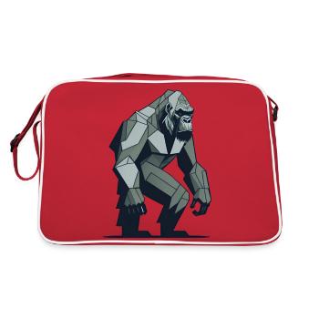 Geometrischer Gorilla - Retro Tasche - Rot/Weiß - Hinten