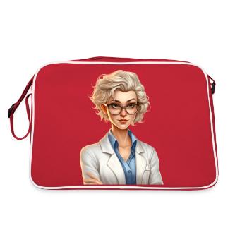 Portrait einer jungen Frau im Cartoon Stil - Retro Tasche - Rot/Weiß - Hinten