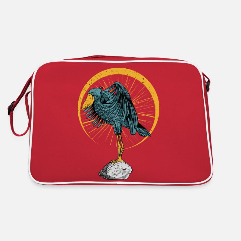 Schuhschnabel Vogel Ornithologe Wald I Geschenk - Retro Tasche - Rot/Weiß