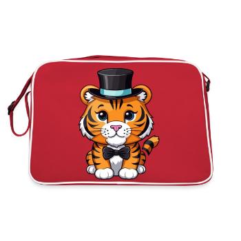 Tiger with a hat and bow tie - Retro Bag - red/white - Back