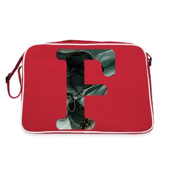 Letter f marbled green - Retro Bag - red/white - Back