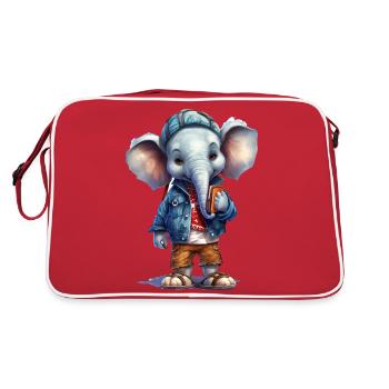 Cute elephant cartoon - Retro Bag - red/white - Back