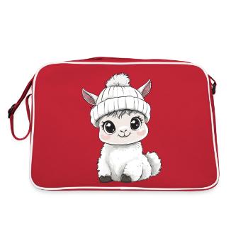 Llama Cute Cute Baby Kids Animal Alpaca Cartoon - Retro Bag - red/white - Back