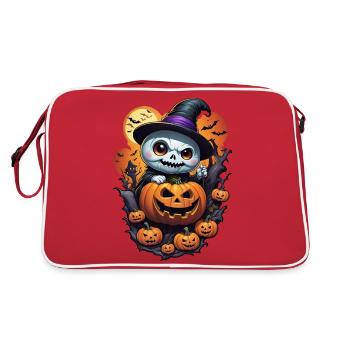 Ghost with pumpkin - Retro Bag - red/white - Back