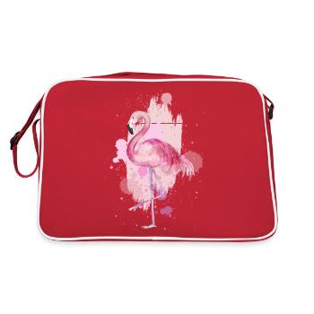 Flamingo Bird Exotic Summer Splash Pink Pink - Retro Bag - red/white - Back