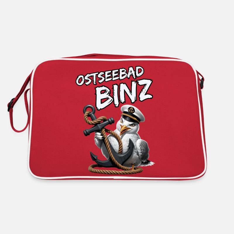 Ostseebad Binz with funny seagull with anchor Retro Bag