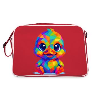 WPAP Polygon Style Kawaii Animals Baby Duck Chick - Retro Bag - red/white - Back
