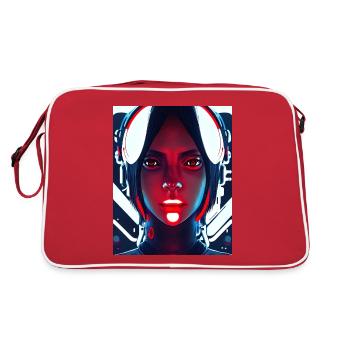 Cyborg future embodies fascination - Retro Bag - red/white - Back