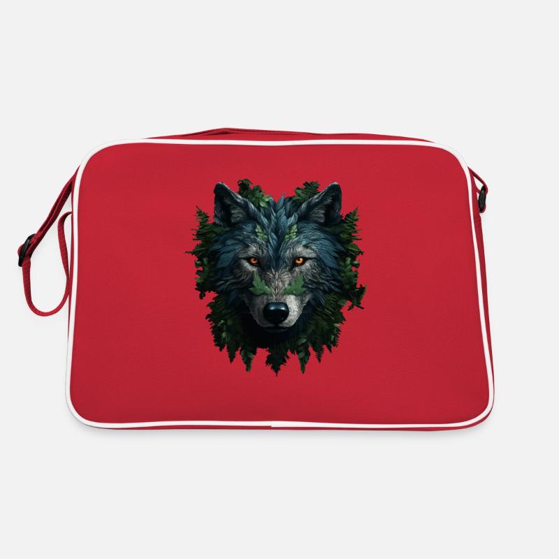 Wolf im Wald Retro Tasche