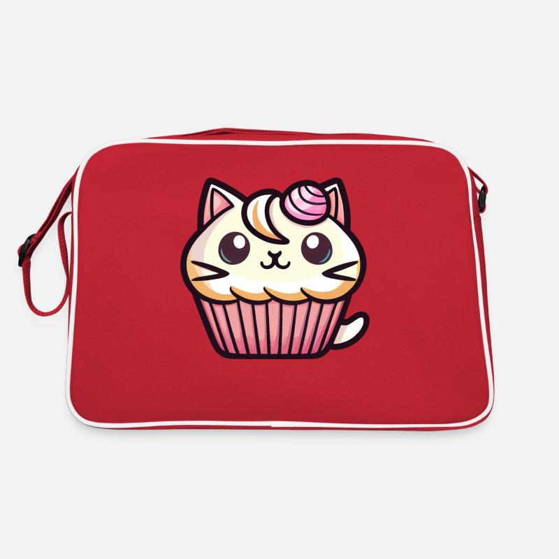Muffinkatze - Retro Tasche - Rot/Weiß