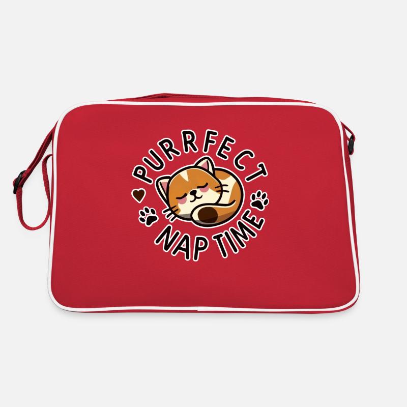 fun quote cat purr nap Retro Bag