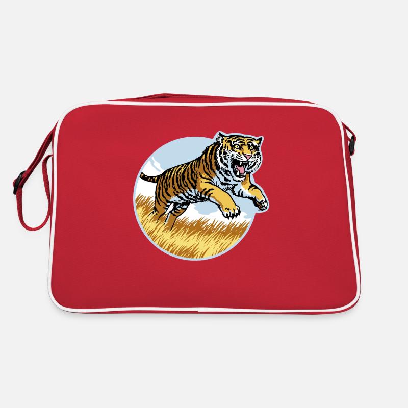 Tiger im Sprung Retro Tasche