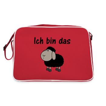 schwarzes Schaf Ich bin das schwarze Schaf - Retro Tasche - Rot/Weiß - Hinten