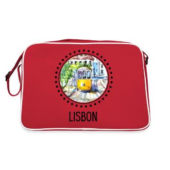Lisbon Tram Shirt for Portugal Lovers - Retro Bag - red/white - Back