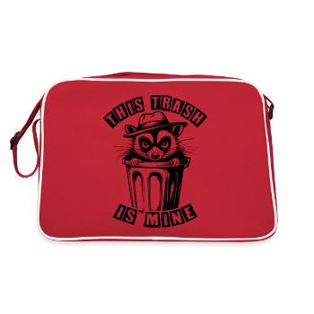 Trash possum with hat looking out of the garbage can - Retro Bag - red/white - Back