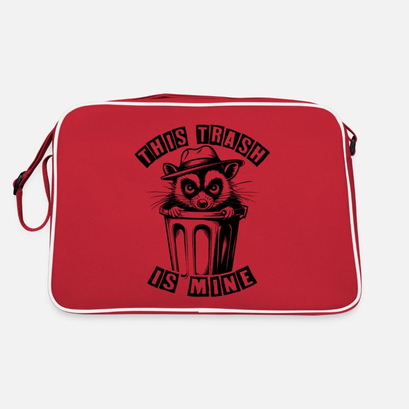 Trash Opossum mit Hut schaut aus der Mülltonne Retro Tasche