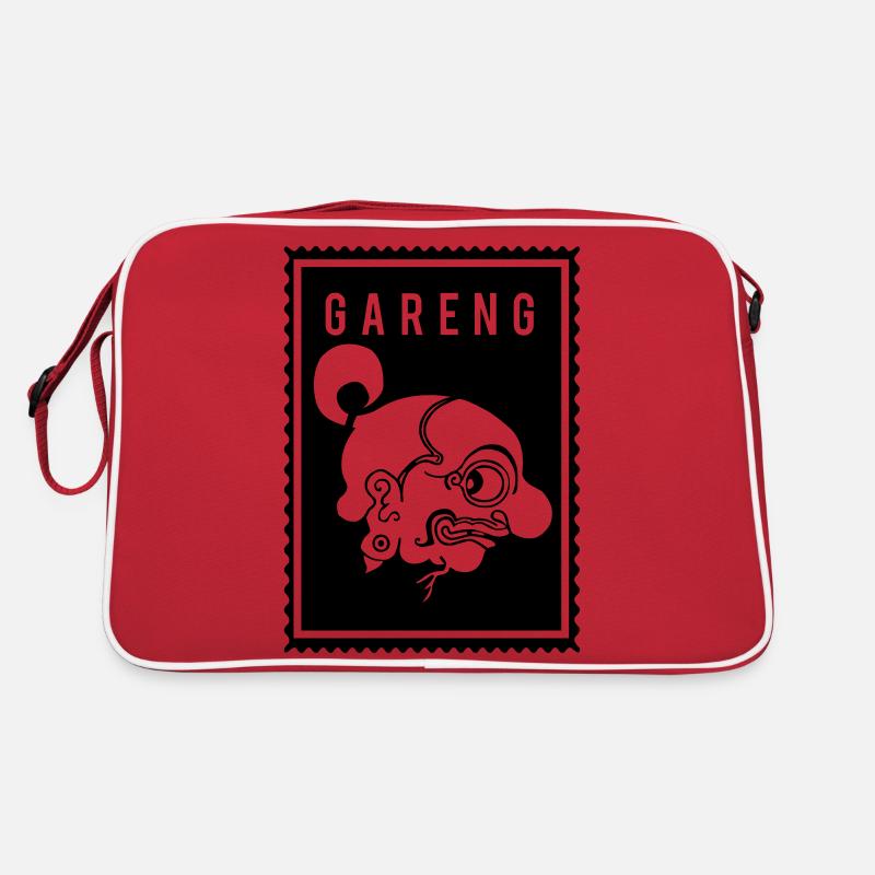Gareng - Wayang - Retro Tasche - Rot/Weiß