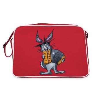 Toni the hare plays the hand organ - Retro Bag - red/white - Back