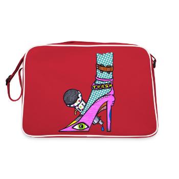 Disko Stöckelschuhe - Retro Tasche - Rot/Weiß - Hinten