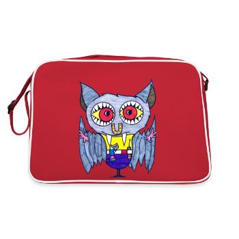Hufeisen Fledermaus - Retro Tasche - Rot/Weiß - Hinten