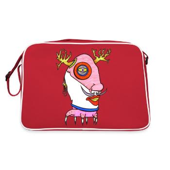 Elch Mann - Retro Tasche - Rot/Weiß - Hinten