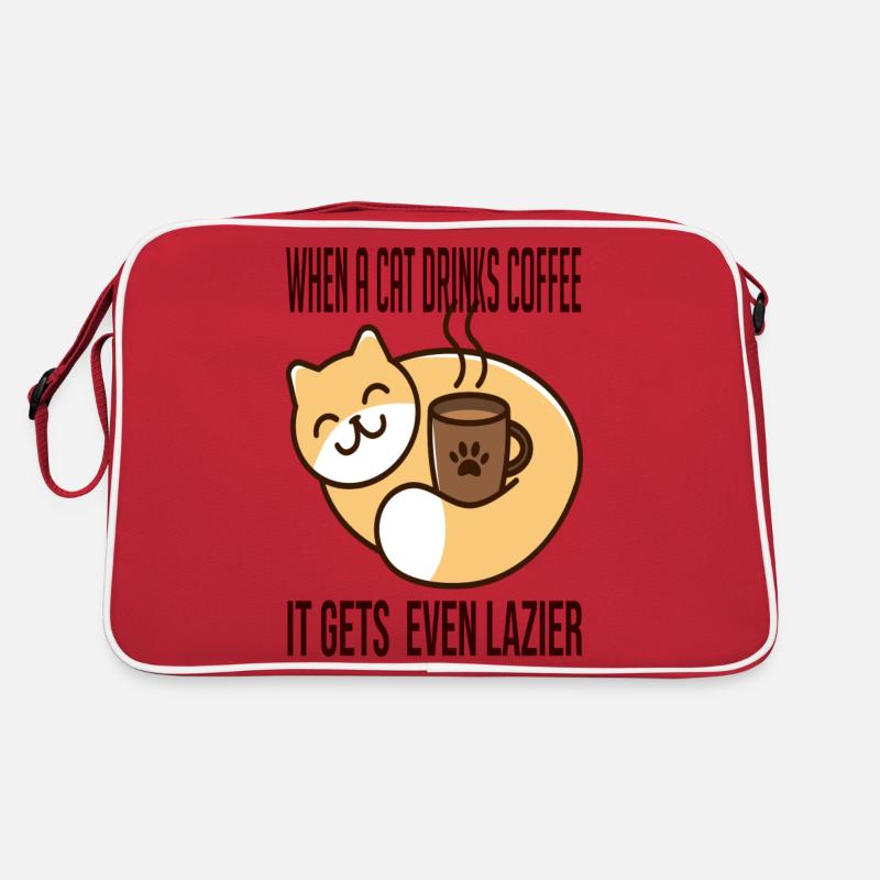 Wenn eine Katze Kaffee trinkt, wird sie noch fauler Retro Tasche