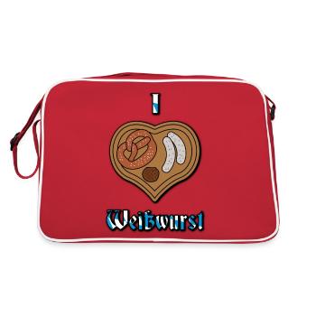 I Love Weißwurst V2 - Retro Tasche - Rot/Weiß - Hinten