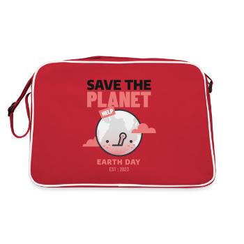Save The Planet Earth Day Love The World - Retro Tasche - Rot/Weiß - Hinten