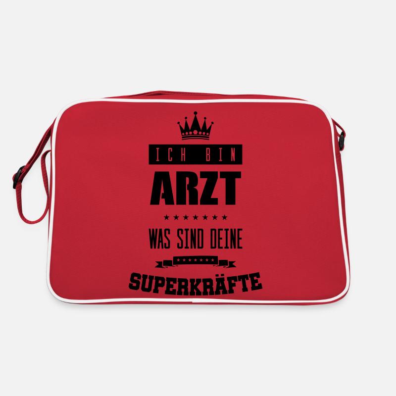 arzt superkräfte - Retro Tasche - Rot/Weiß