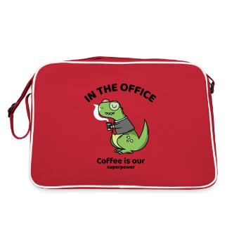In the office, coffee is our superpower - meme - Retro Tasche - Rot/Weiß - Hinten