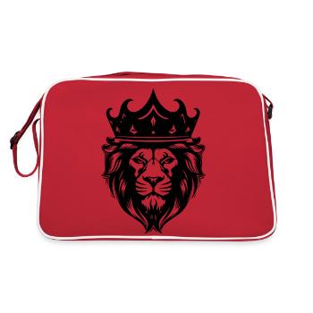 Löwe Löwenkopf Raubtier - Retro Tasche - Rot/Weiß - Hinten