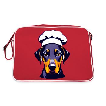 Doberman Restaurateur Doberman Puppy Dog Cooks - Sac Retro - rouge/blanc - Dos