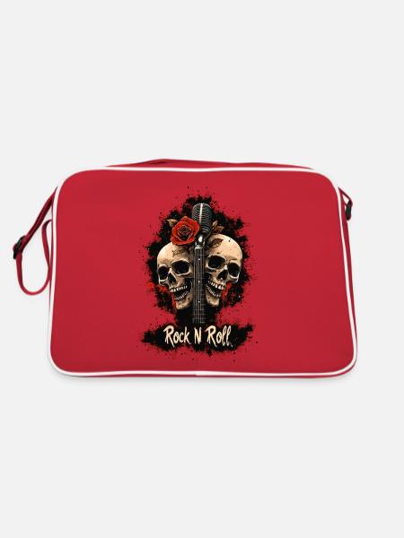 Rock N Roll Skull Electric Guitar Rose Music Rocker - Retro Bag - red/white - Back