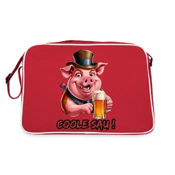Coole Sau - Cooles Schwein - Party Sau - Retro Tasche - Rot/Weiß - Hinten