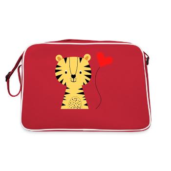 Tigre mignon avec ballon coeur - Mode bébé - Naissance - Sac Retro - rouge/blanc - Dos