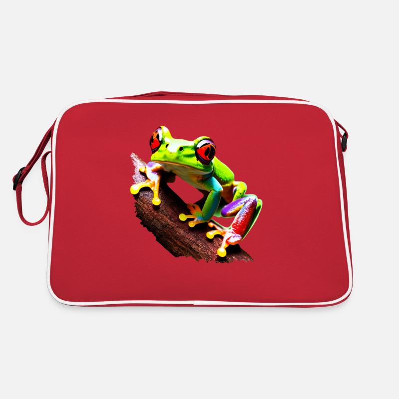 Red eyes tree frog on branch Retro Bag
