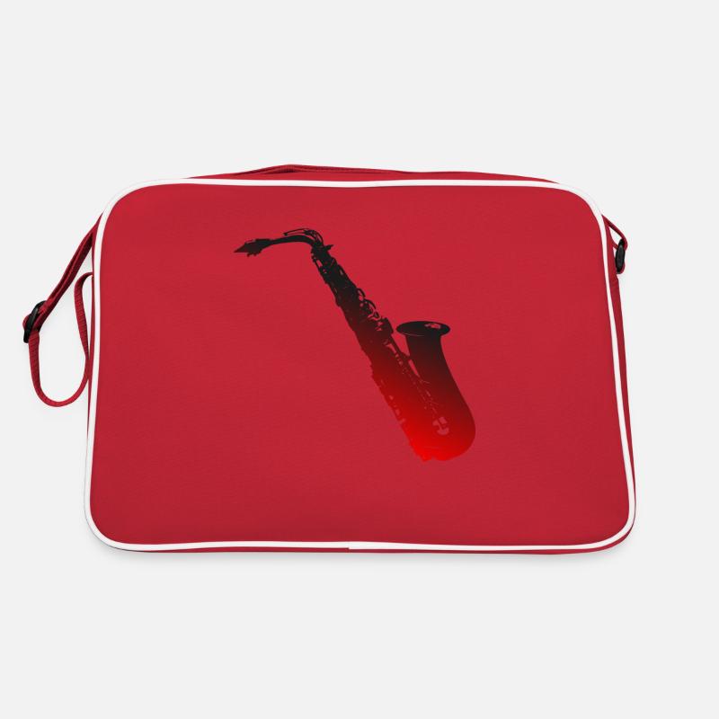 Saxophon - Retro Tasche - Rot/Weiß