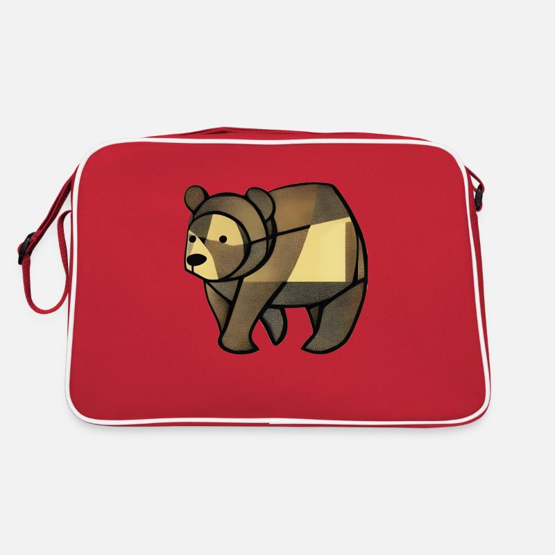 Bär - Retro Tasche - Rot/Weiß