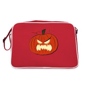 Pumpkin face with shining eyes Halloween - Retro Bag - red/white - Back