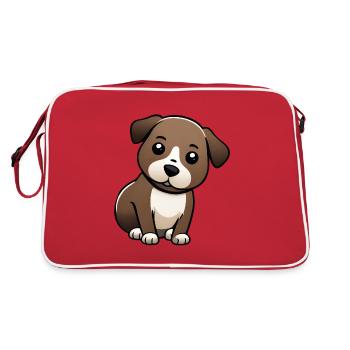 Einfach niedliches Hündchen - Retro Tasche - Rot/Weiß - Hinten