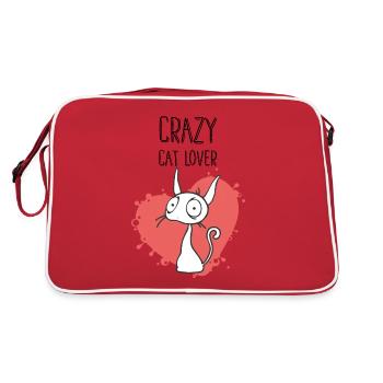 Chat drôle avec le dicton: CRAZY CAT LOVER - Sac Retro - rouge/blanc - Dos