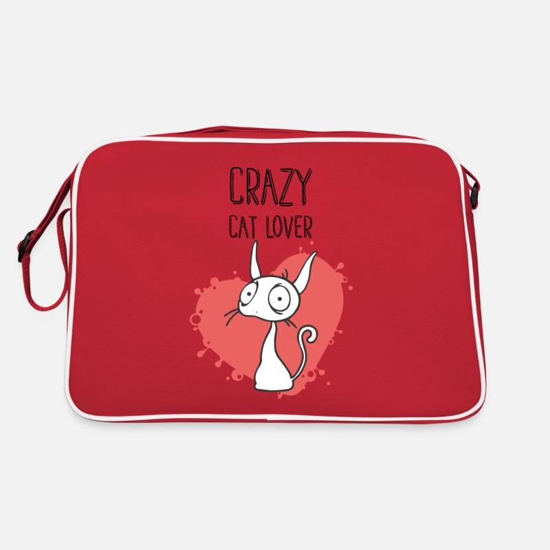 Chat drôle avec le dicton: CRAZY CAT LOVER Sac Retro