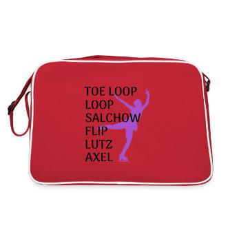 Eiskunstlauf Eiskunstläufer Mädchen Geschenk - Retro Tasche - Rot/Weiß - Hinten